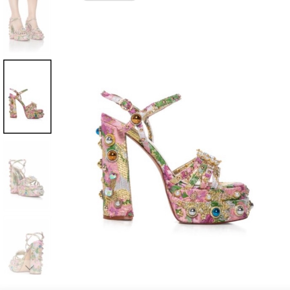 Floral Embellished Platform Heels